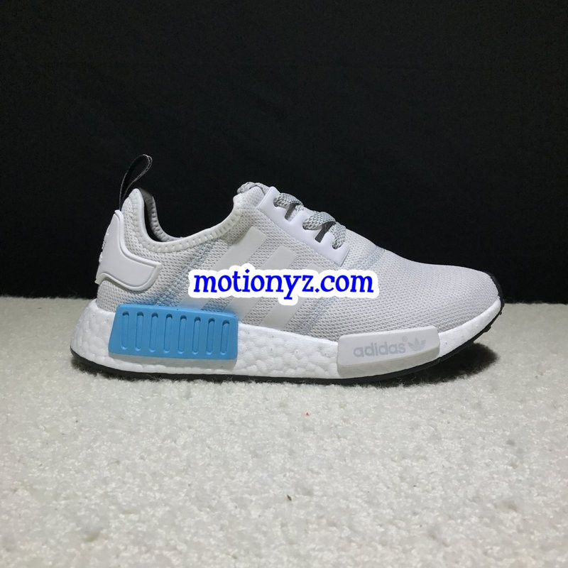 Real Boost Adidas NMD R1 White Bright Cyan